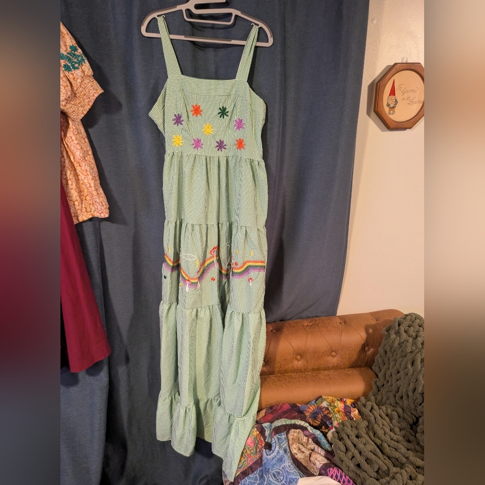Green Embroidered Maxi